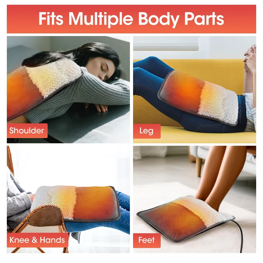 Electric Foot Heating Pad Soft Plush Foot Warmer Heater Household Foot Warming Mat Washable Non-Slip Hot Compress Feet Warmer