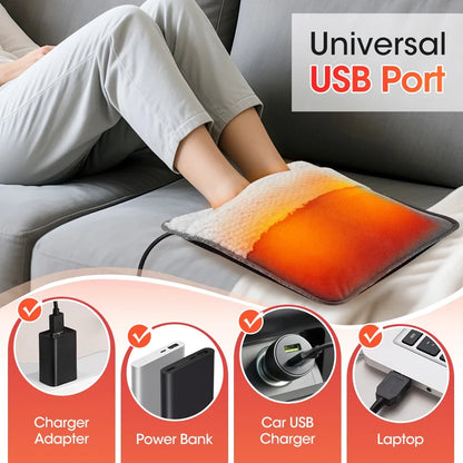 Electric Foot Heating Pad Soft Plush Foot Warmer Heater Household Foot Warming Mat Washable Non-Slip Hot Compress Feet Warmer