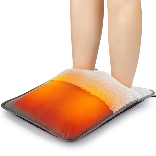 Electric Foot Heating Pad Soft Plush Foot Warmer Heater Household Foot Warming Mat Washable Non-Slip Hot Compress Feet Warmer