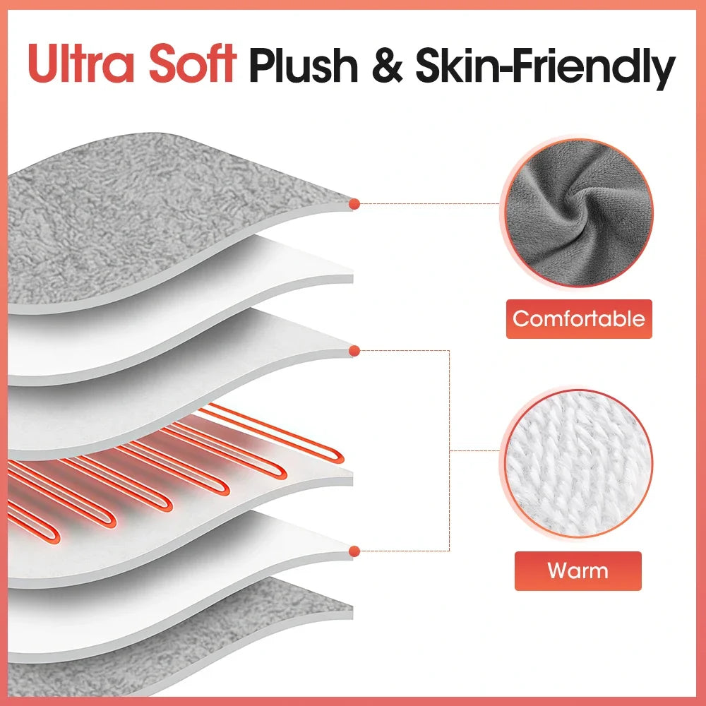 Electric Foot Heating Pad Soft Plush Foot Warmer Heater Household Foot Warming Mat Washable Non-Slip Hot Compress Feet Warmer